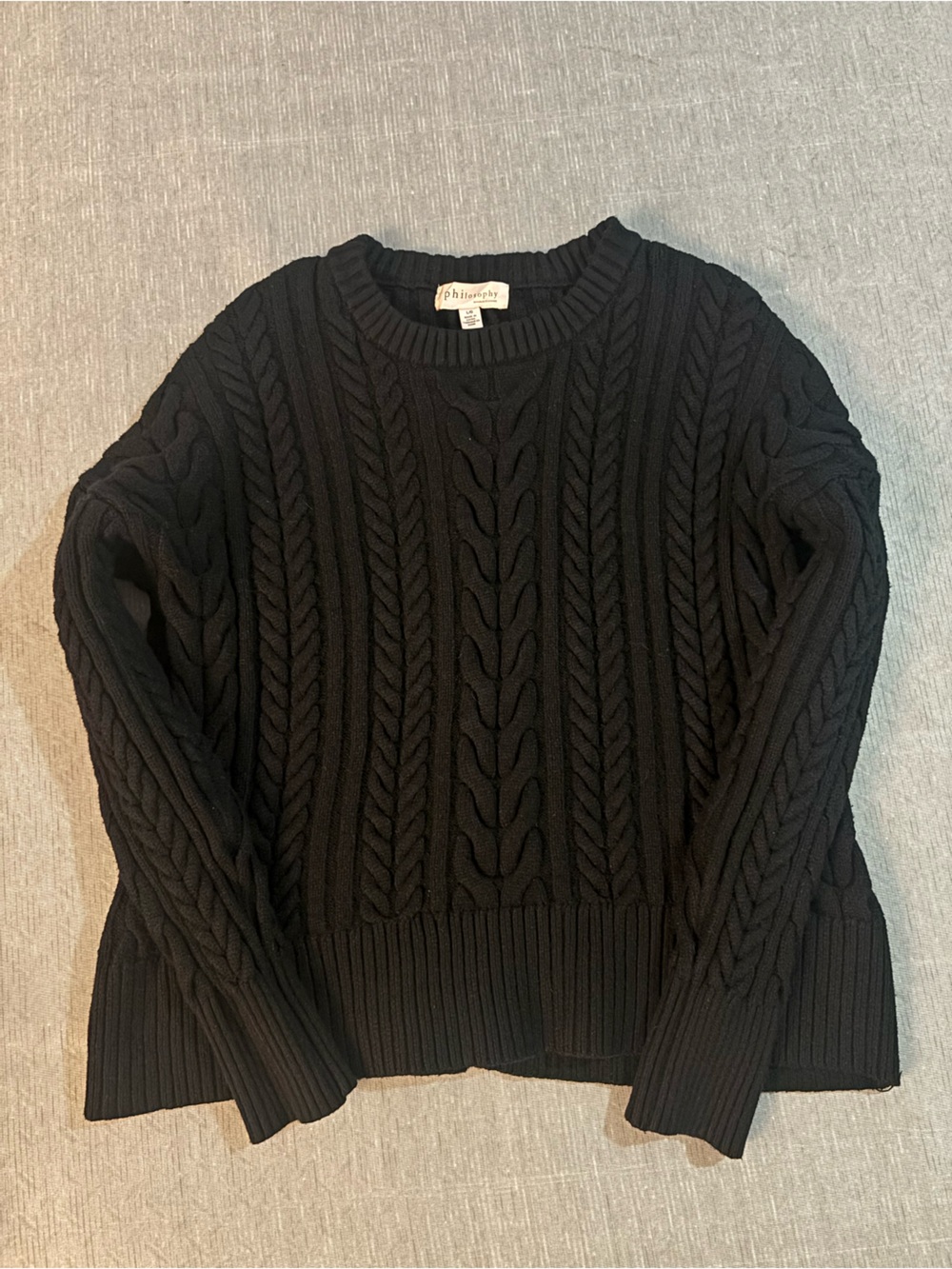 Philosophy Black Cable-Knit Crewneck Sweater